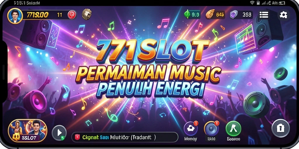 Tampilan gameplay 171SLOT yang penuh warna dan musik yang energik.