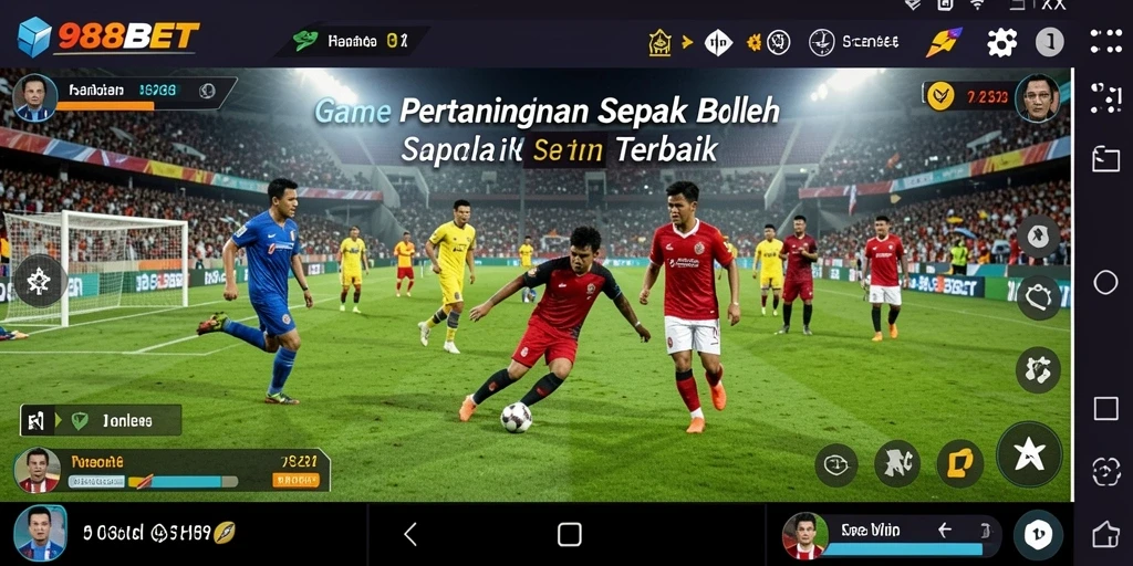 Tampilan gameplay seru dalam 988BET dengan aksi sepak bola yang intens.