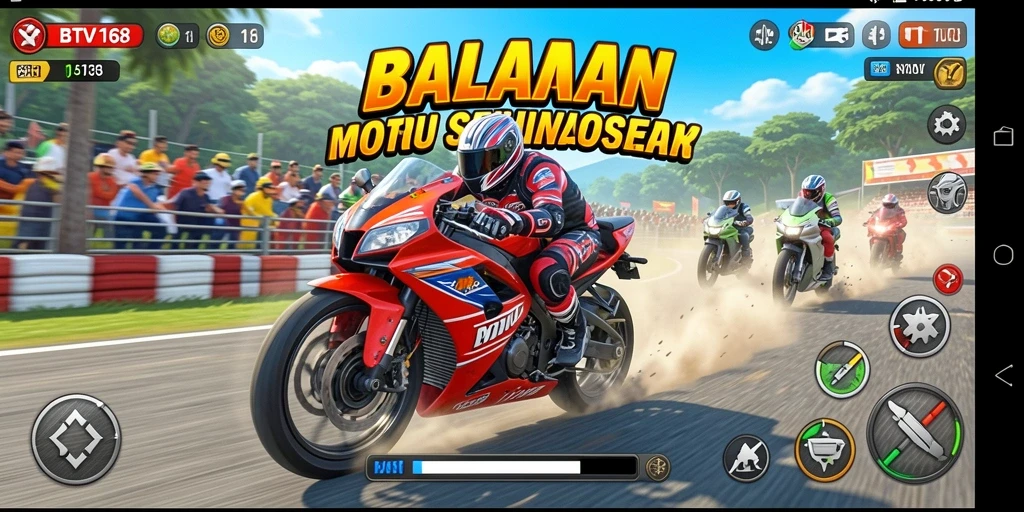 Screenshot BTV168 menampilkan aksi balapan motor yang mendebarkan.