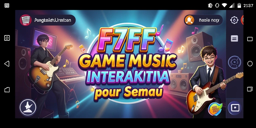 Screenshot F7F7 menampilkan gameplay mengasyikkan dengan musik.