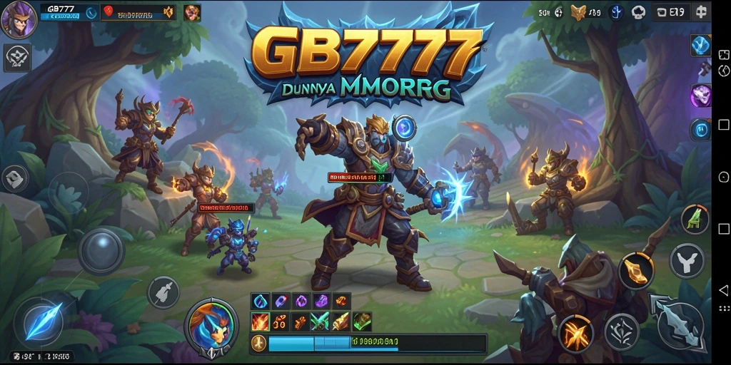 Tampilan screenshot utama GB777 menampilkan aksi pertempuran seru dalam dunia MMORPG.