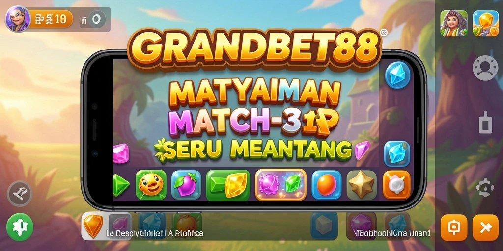 Screenshot gameplay GRANDBET88 menampilkan aksi mencocokkan elemen Match-3 yang mengasyikkan.