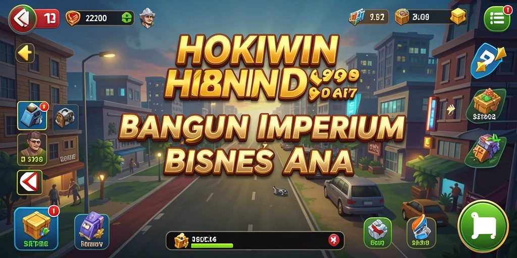 Tangkapan layar HOKIWIN menampilkan gameplay mengelola bisnis yang dinamis.
