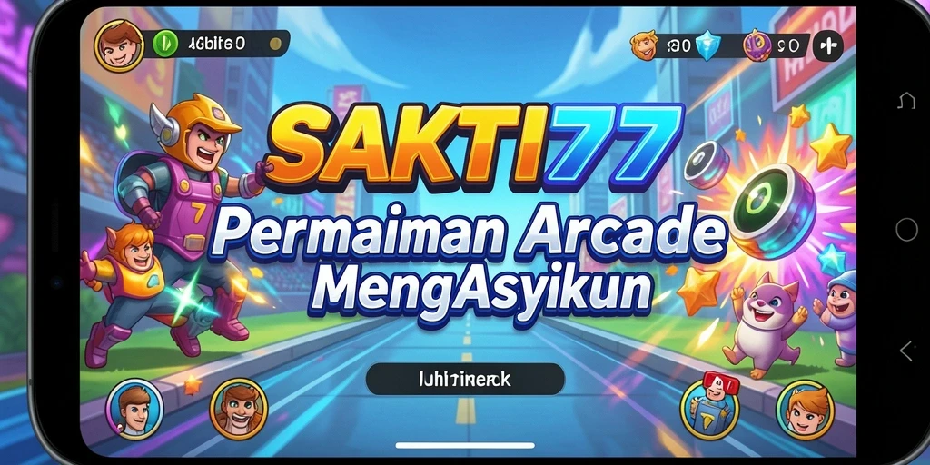 Screenshot utama SAKTI77 menampilkan karakter beraksi di level yang penuh warna.
