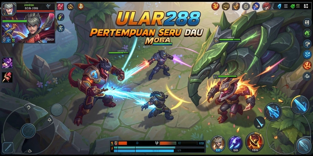Tangkapan layar gameplay ULAR288 menunjukkan pertempuran seru antara tim.