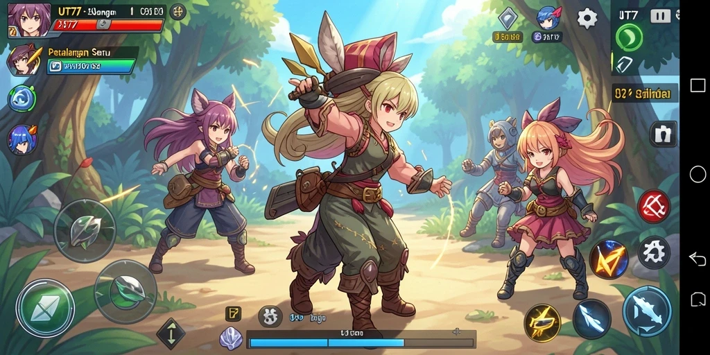 Screenshot menunjukkan aksi seru dalam permainan Anime.