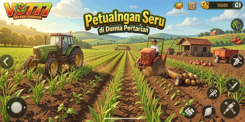 Tangkapan layar VO777 menampilkan gameplay menarik di ladang pertanian.