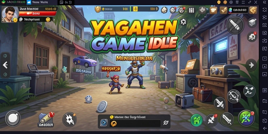 Tampilan gameplay YAGAOHEN yang menunjukkan karakter sedang bertindak secara otomatis.